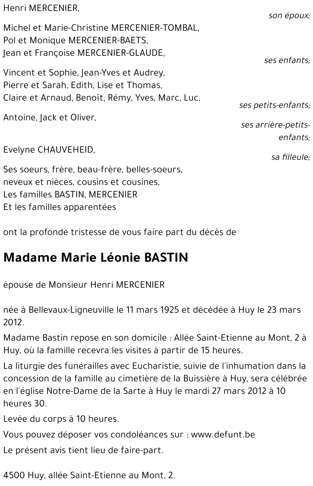Marie Léonie BASTIN
