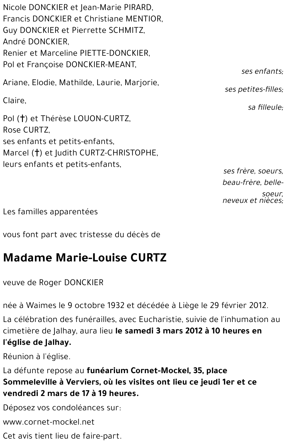 Marie-Louise CURTZ
