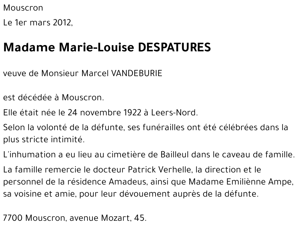 Marie-Louise DESPATURES