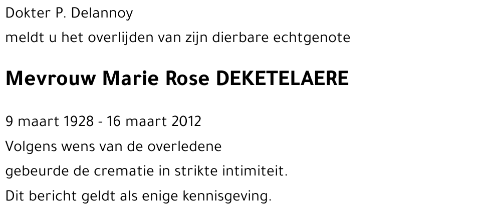 Marie Rose DEKETELAERE