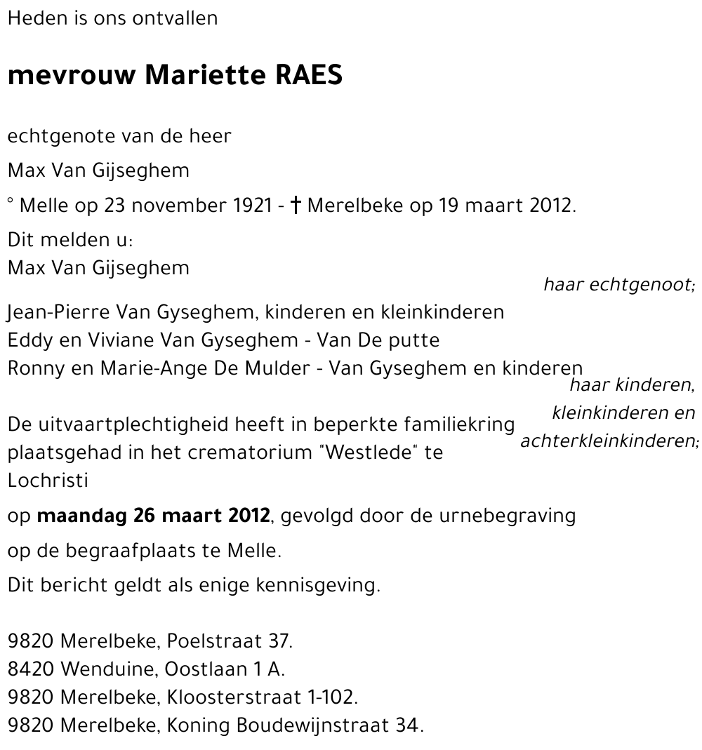 Mariette RAES