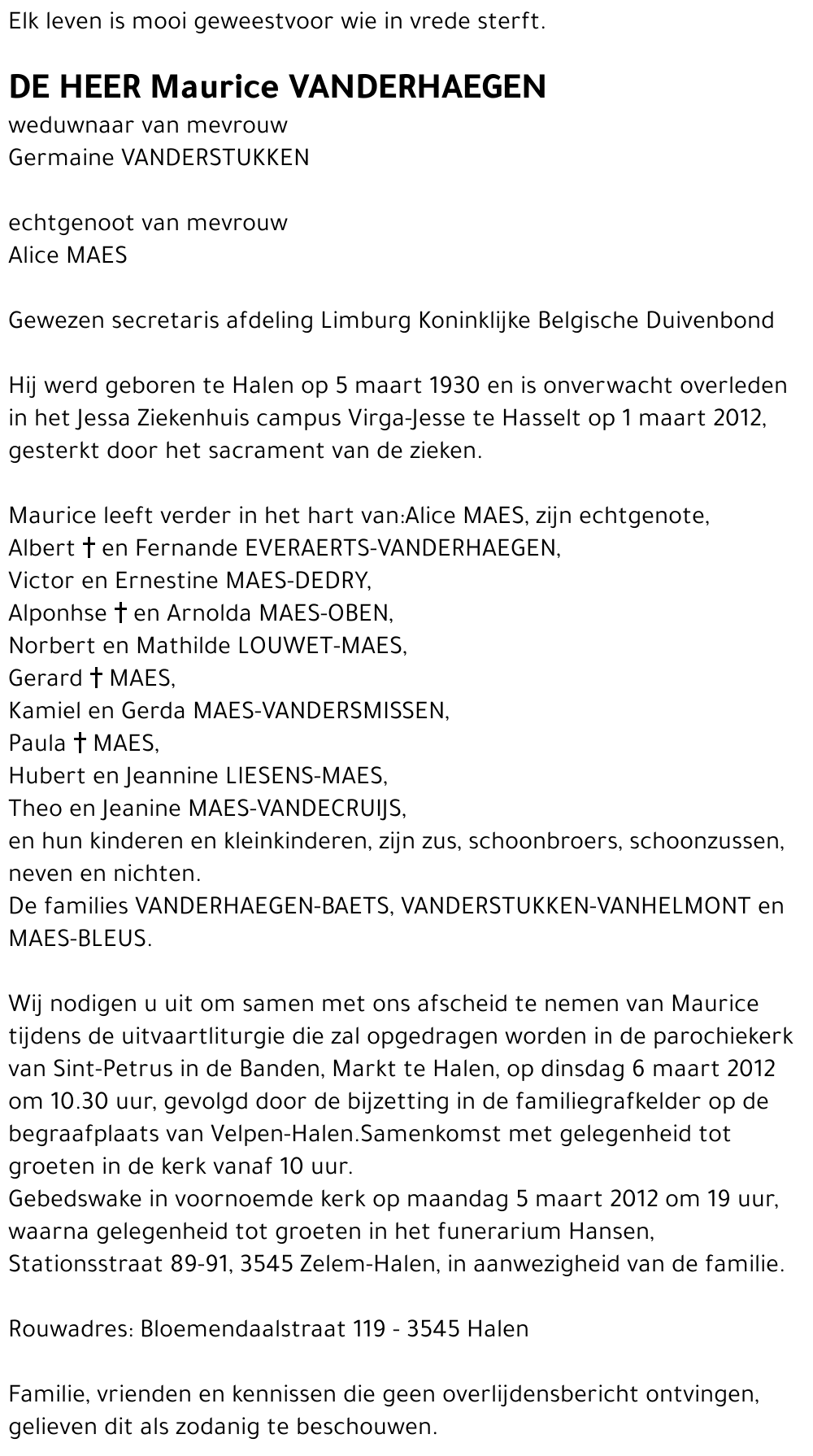 Maurice VANDERHAEGEN