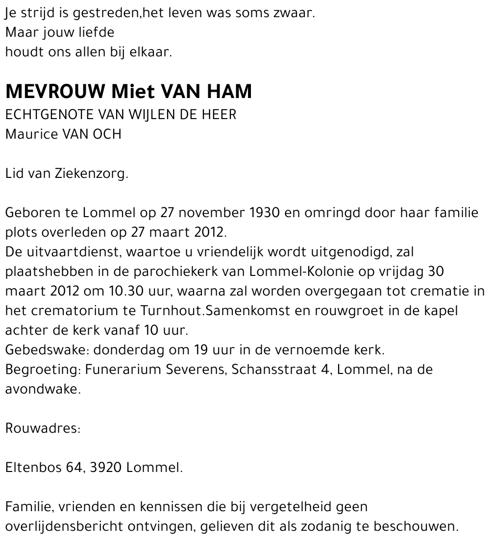 Miet Van Ham