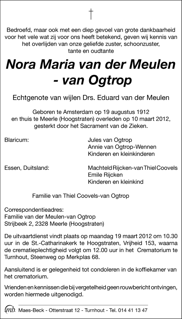 Nora Maria van der Meulen - van Ogtrop