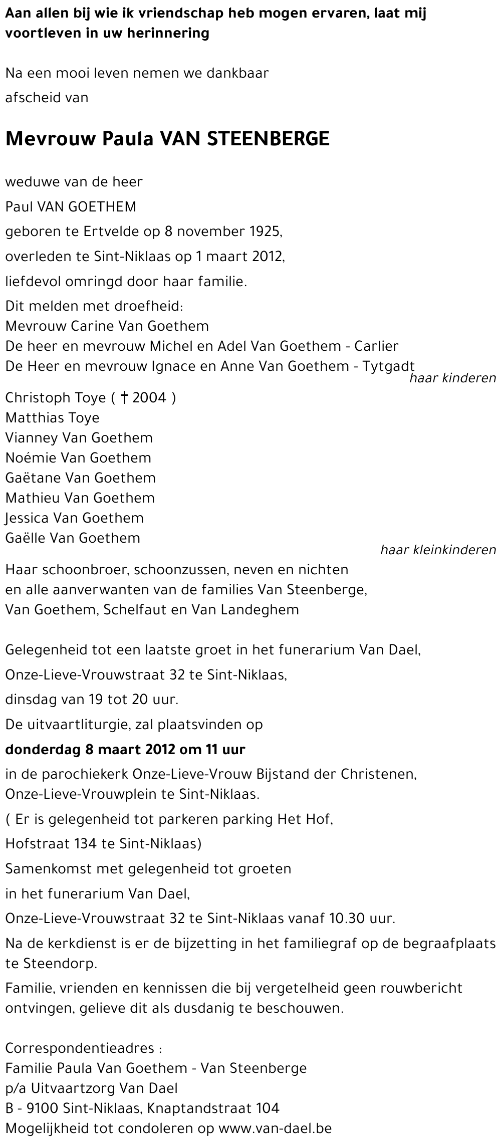 Paula VAN STEENBERGE