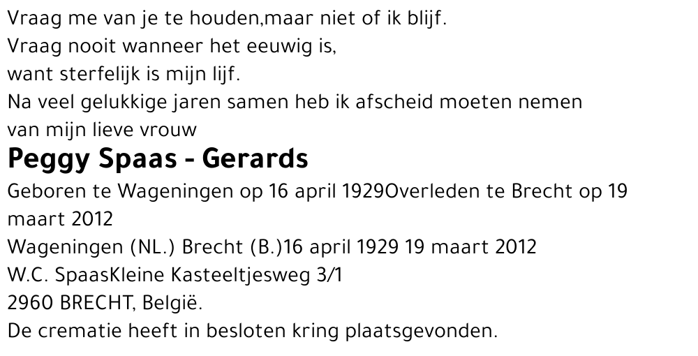 Peggy SPAAS - GERARDS