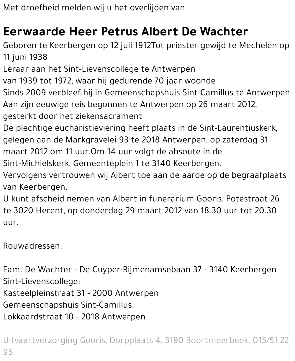 Petrus Albert De Wachter