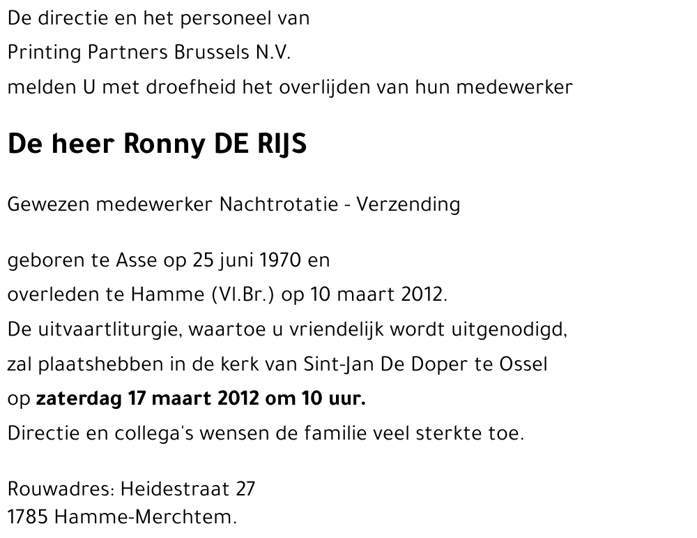Ronny DE RIJS