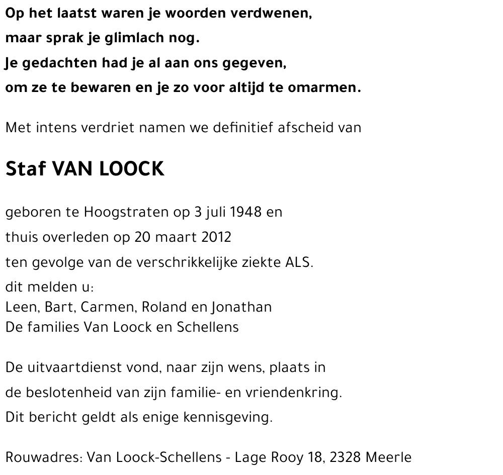 Staf VAN LOOCK