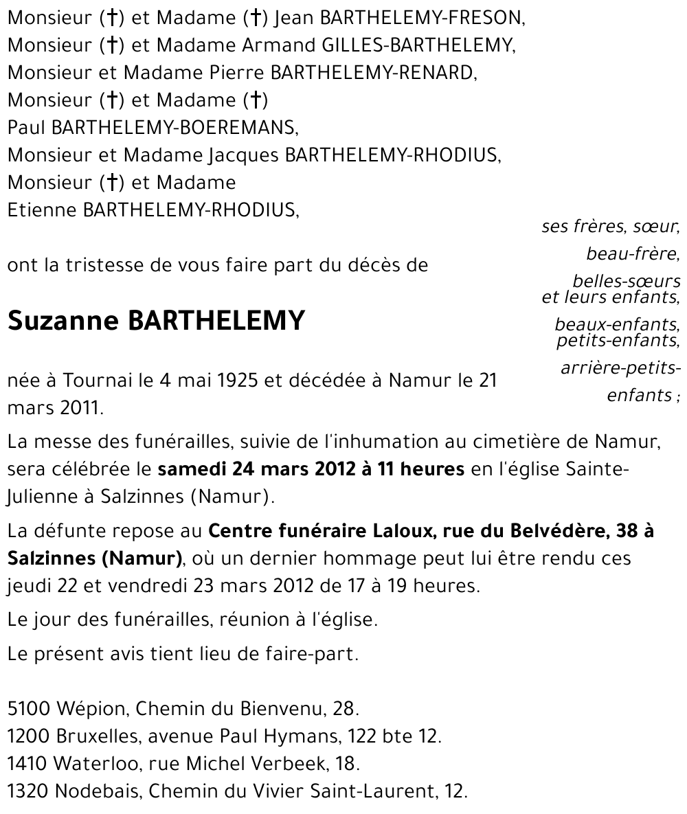 Suzanne BARTHELEMY