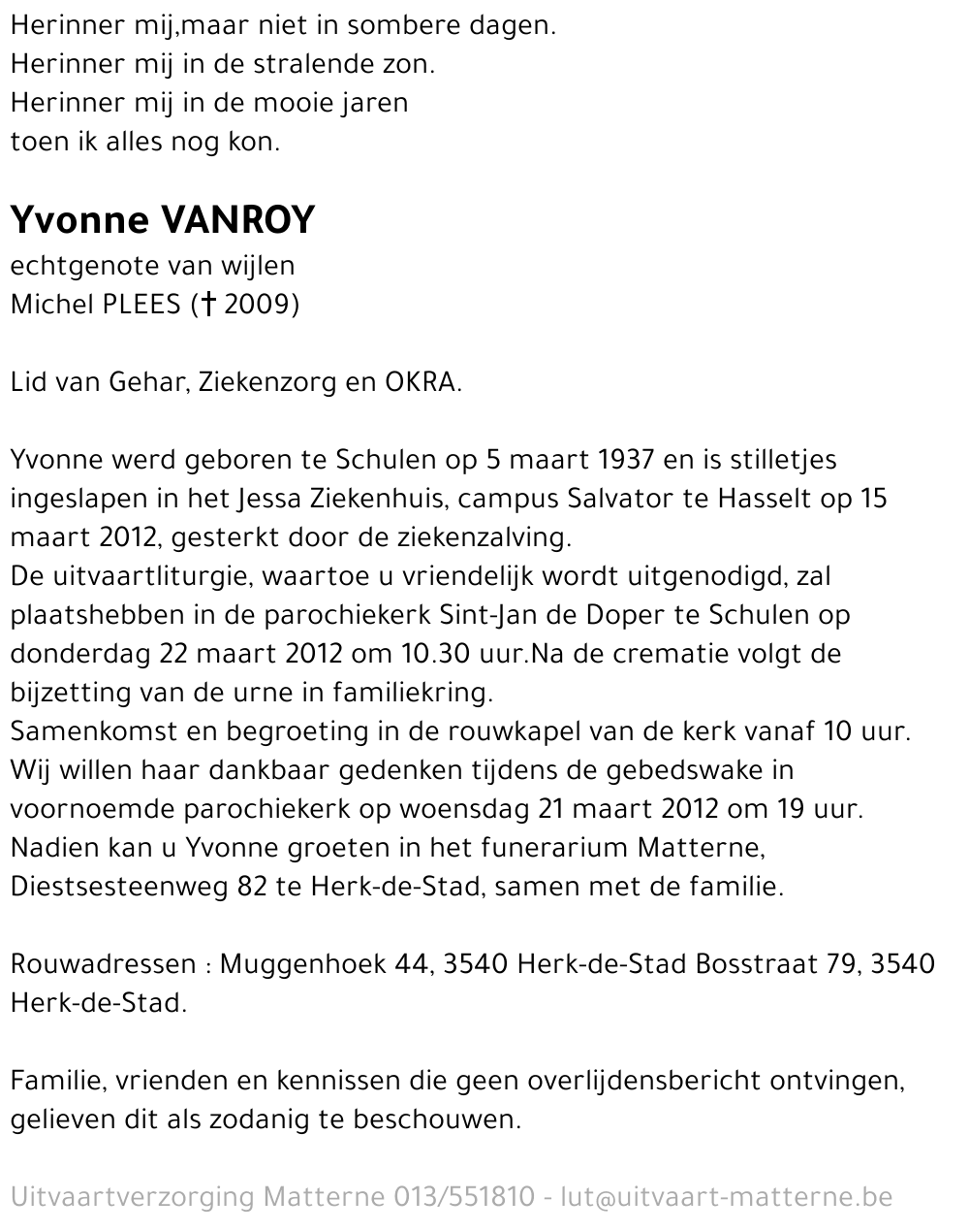 Yvonne Vanroy