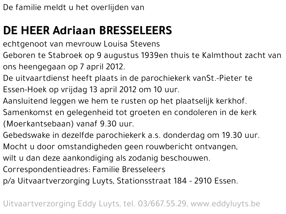 Adriaan Bresseleers