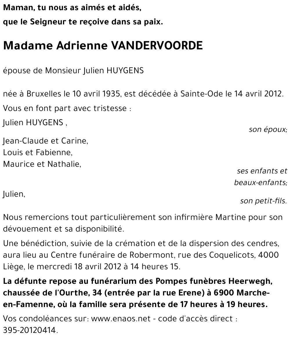 Adrienne VANDERVOORTE