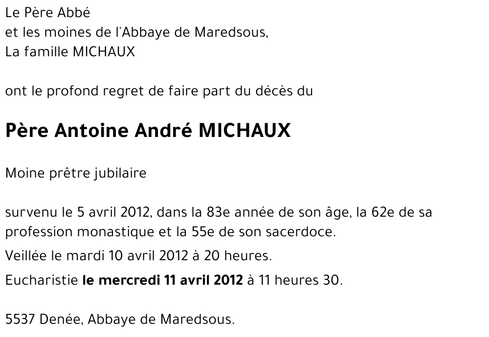 Antoine André MICHAUX