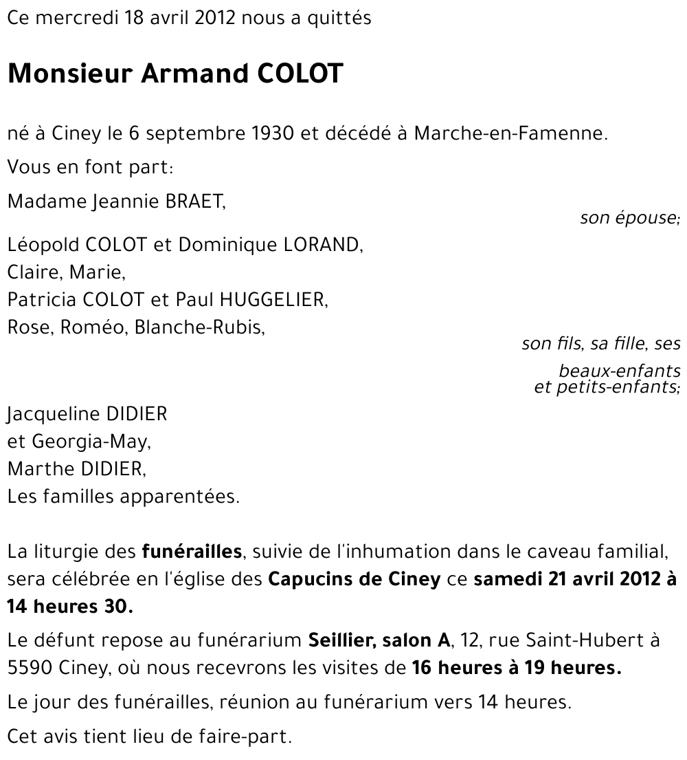 Armand COLOT