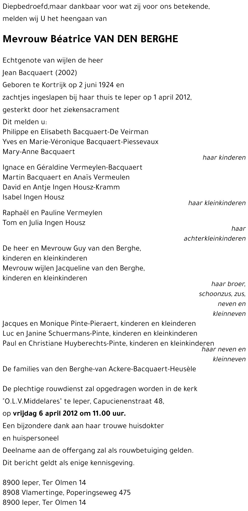 Béatrice VAN DEN BERGHE