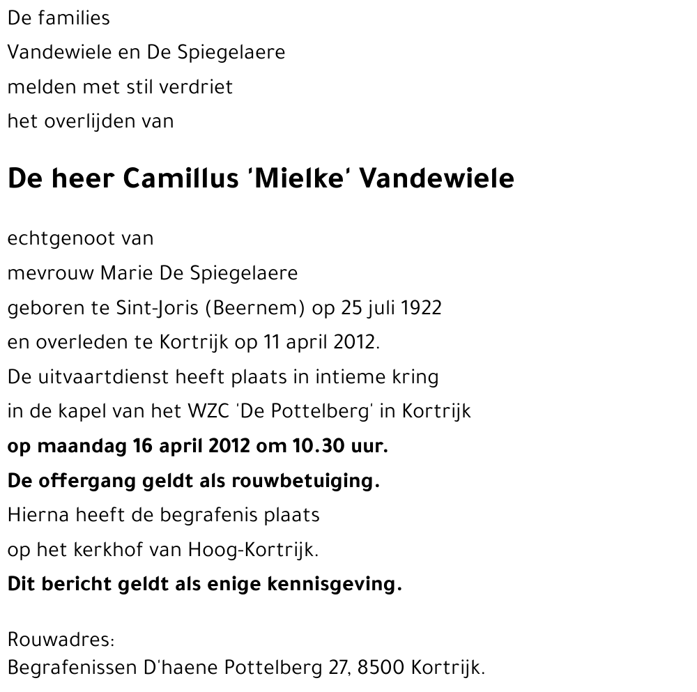 Camillus 'Mielke' Vandewiele
