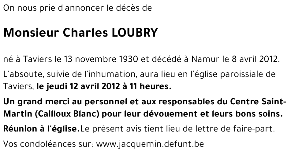 Charles LOUBRY