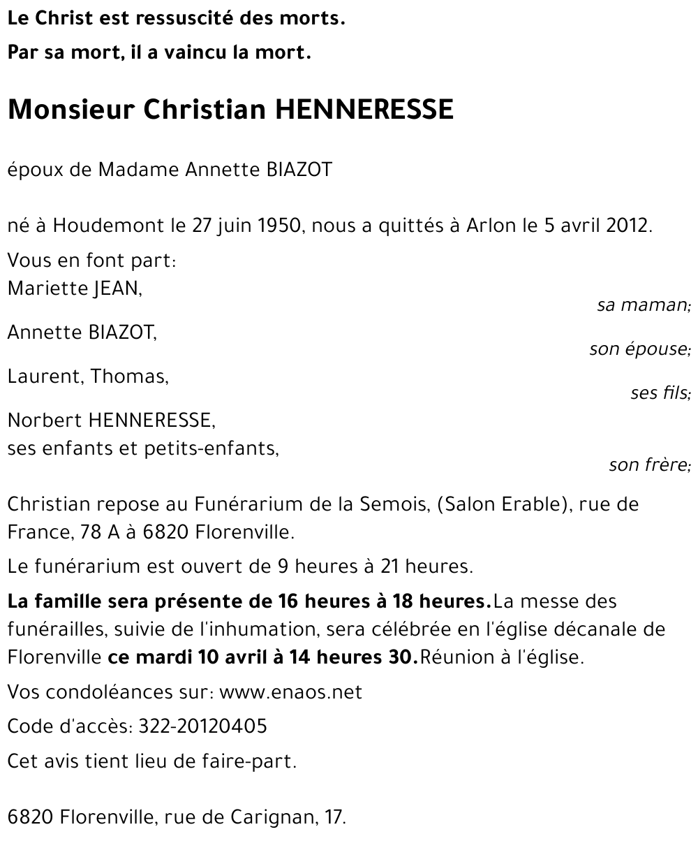 Christian HENNERESSE