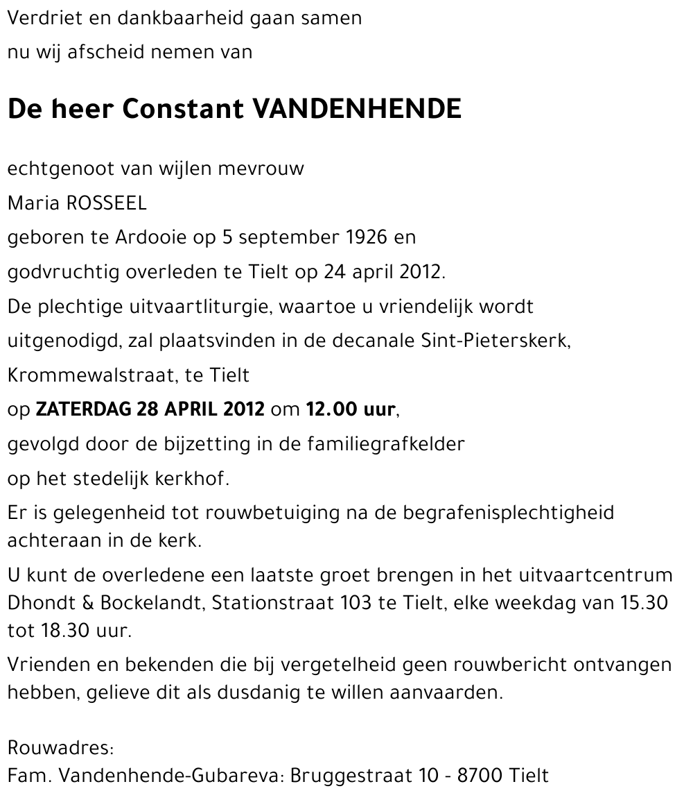 Constant VANDENHENDE