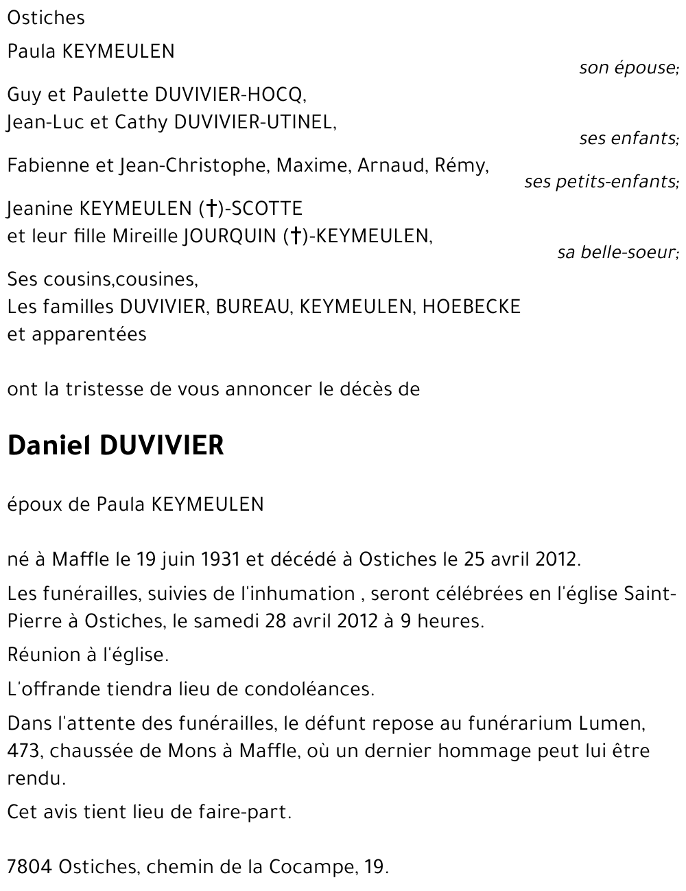 Daniel DUVIVIER