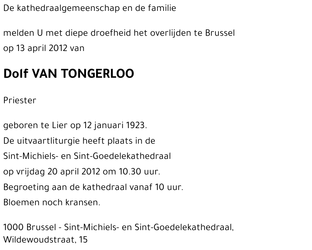 Dolf VAN TONGERLOO