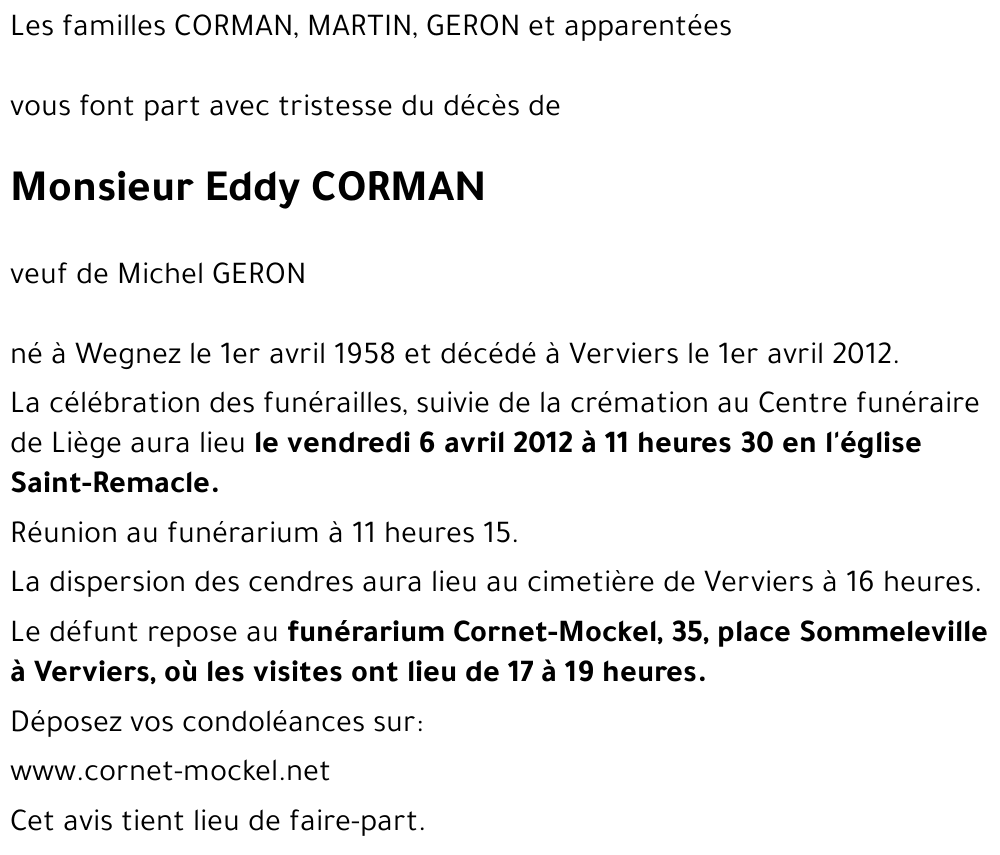 Eddy CORMAN