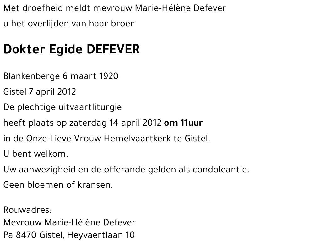 Egide DEFEVER