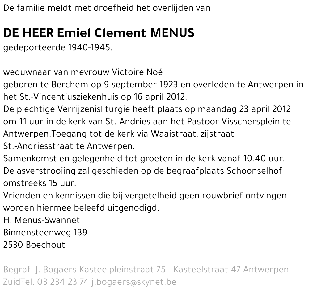 Emiel Clement Menus