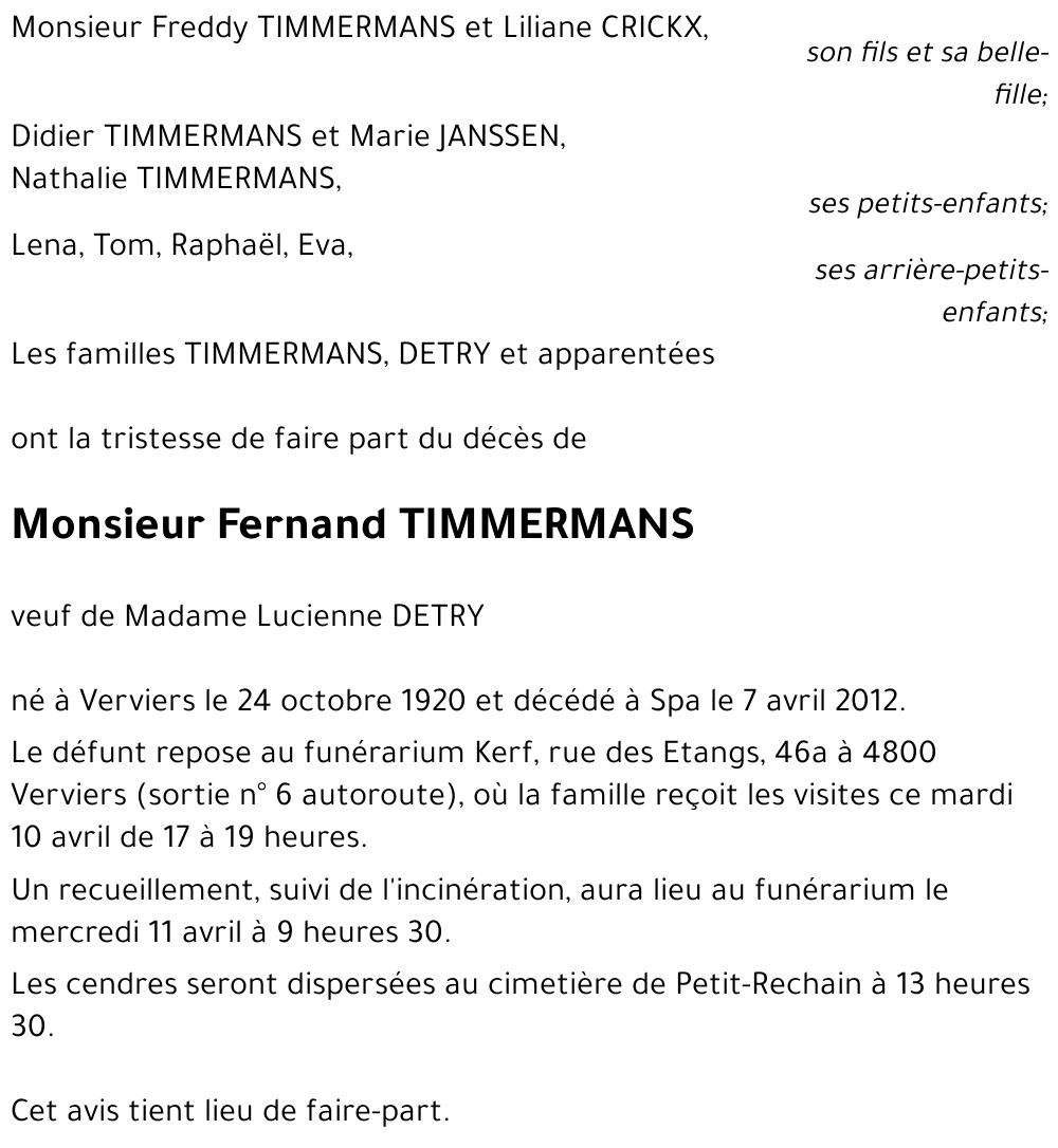 Fernand TIMMERMANS