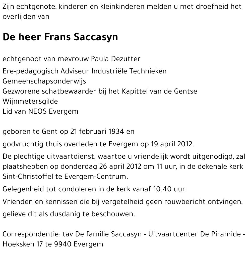 Frans Saccasyn