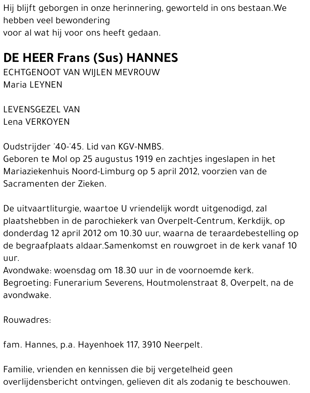 Frans (Sus) Hannes