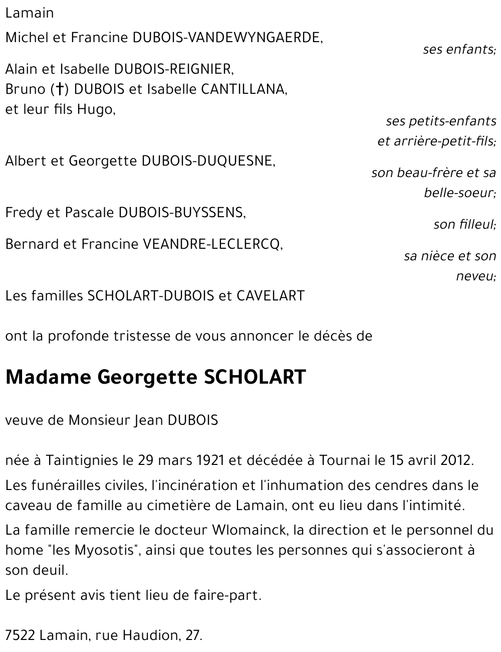 Georgette SCHOLART