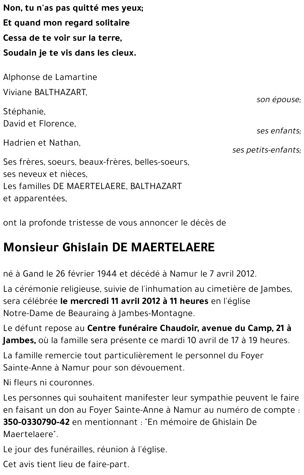 Ghislain DE MAERTELAERE