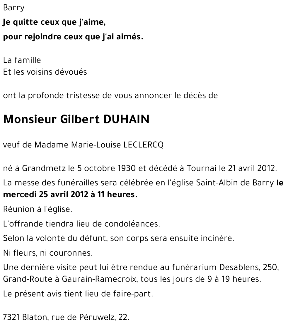 Gilbert DUHAIN