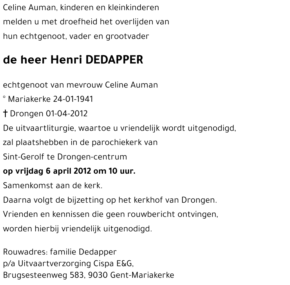 Henri DEDAPPER