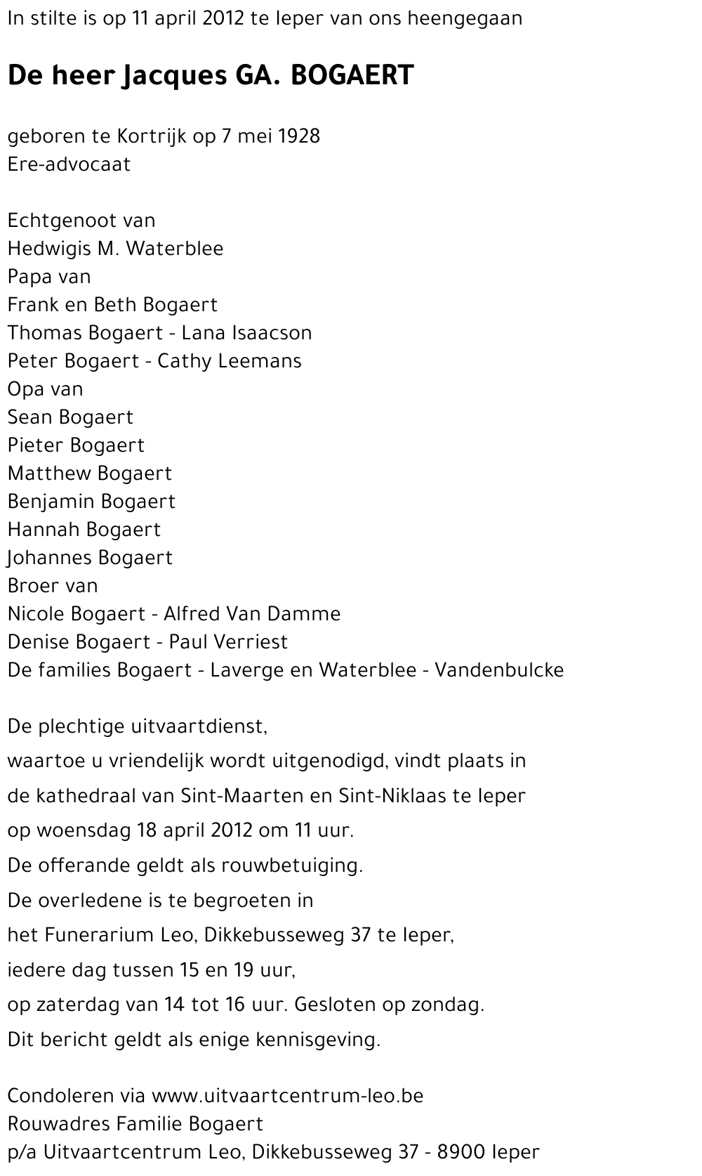 Jacques G. A. BOGAERT