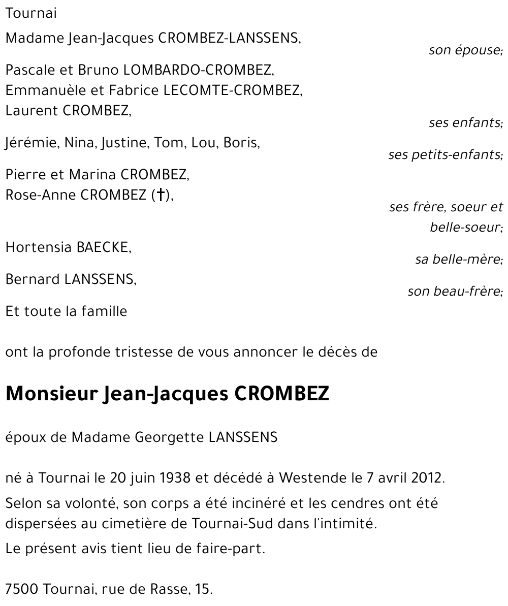 Jean-Jacques CROMBEZ