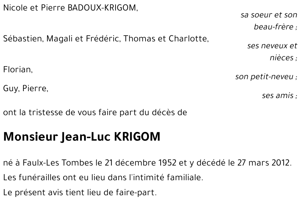 Jean-Luc KRIGOM