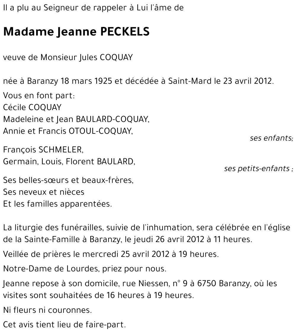 Jeanne PECKELS