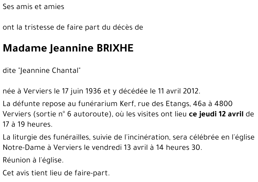 Jeannine BRIXHE