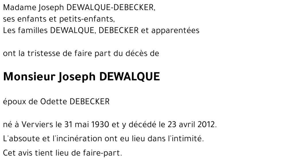Joseph DEWALQUE