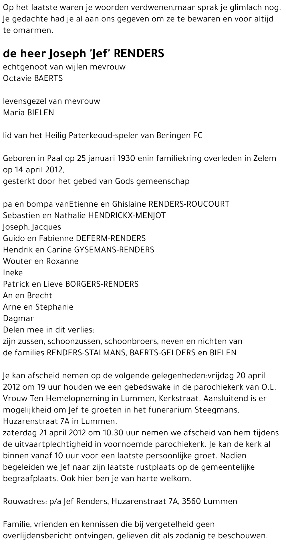 Joseph 'Jef' RENDERS