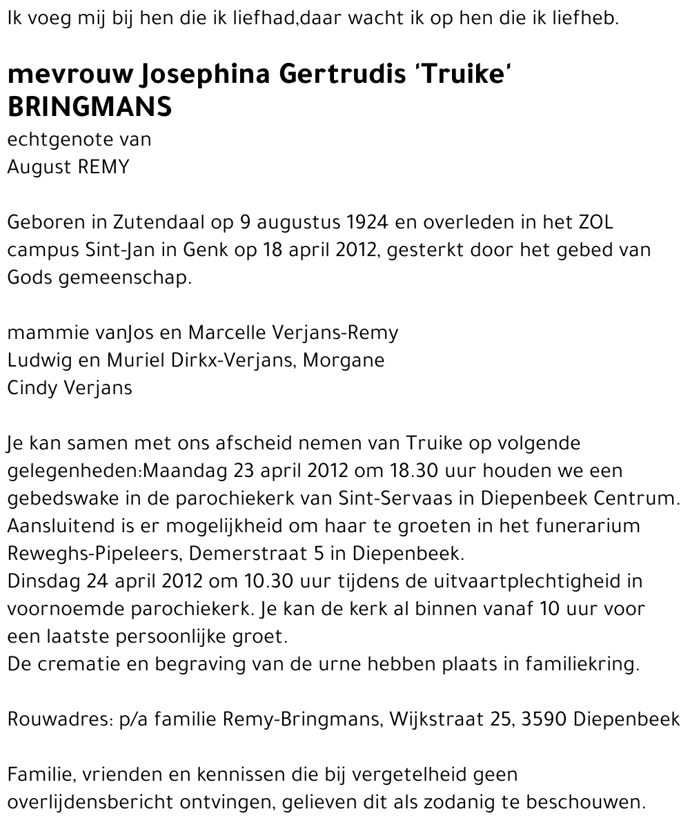 Josephina Gertrudis Bringmans