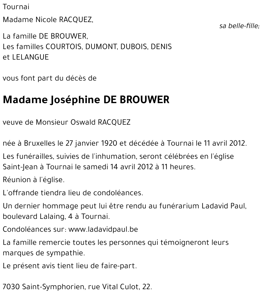Joséphine DE BROUWER