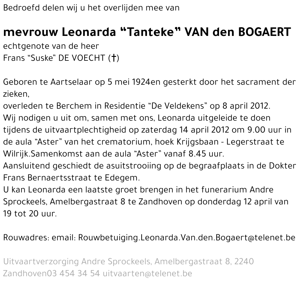 Leonarda Van den Bogaert