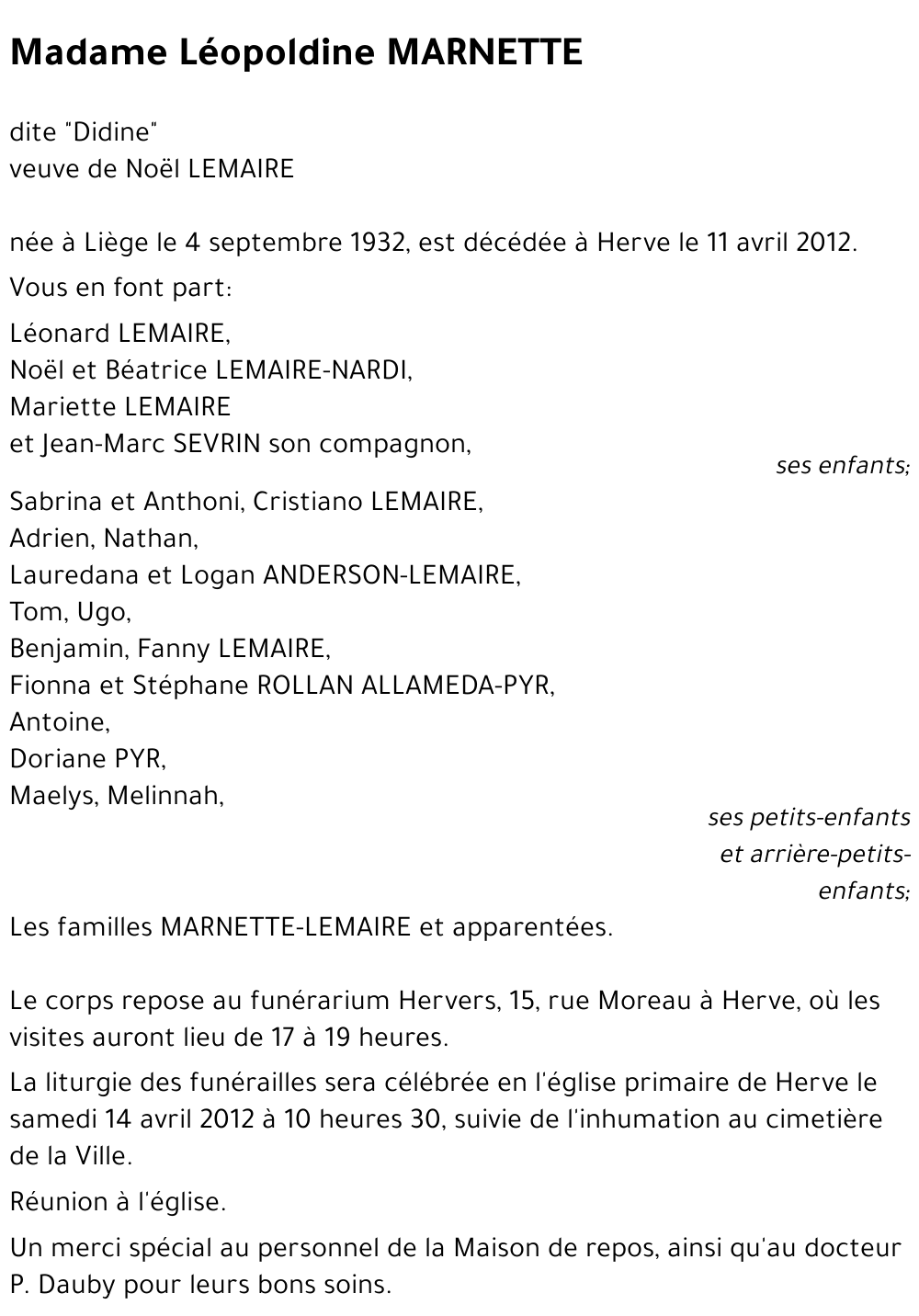 Léopoldine MARNETTE