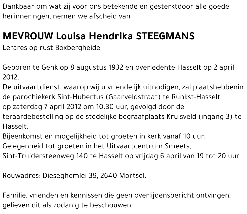 Louisa Hendrika Steegmans