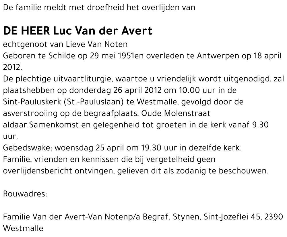 Luc Van der Avert