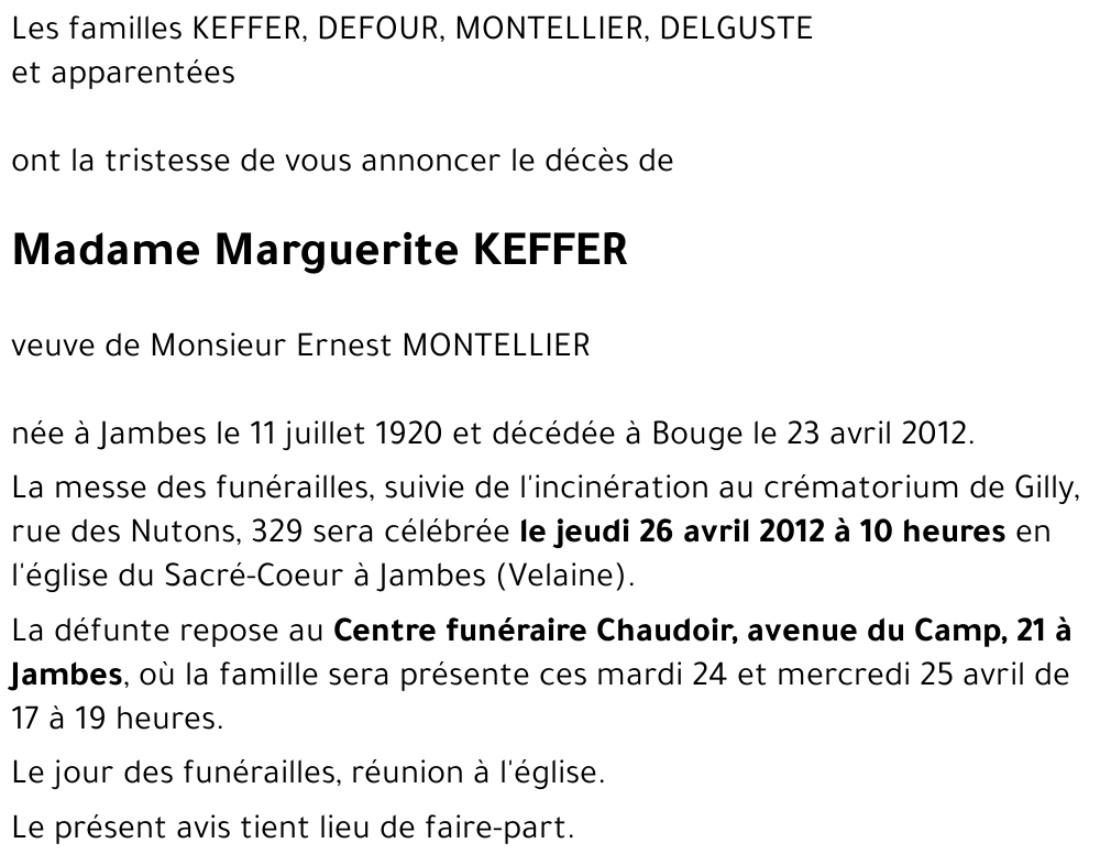 Marguerite KEFFER